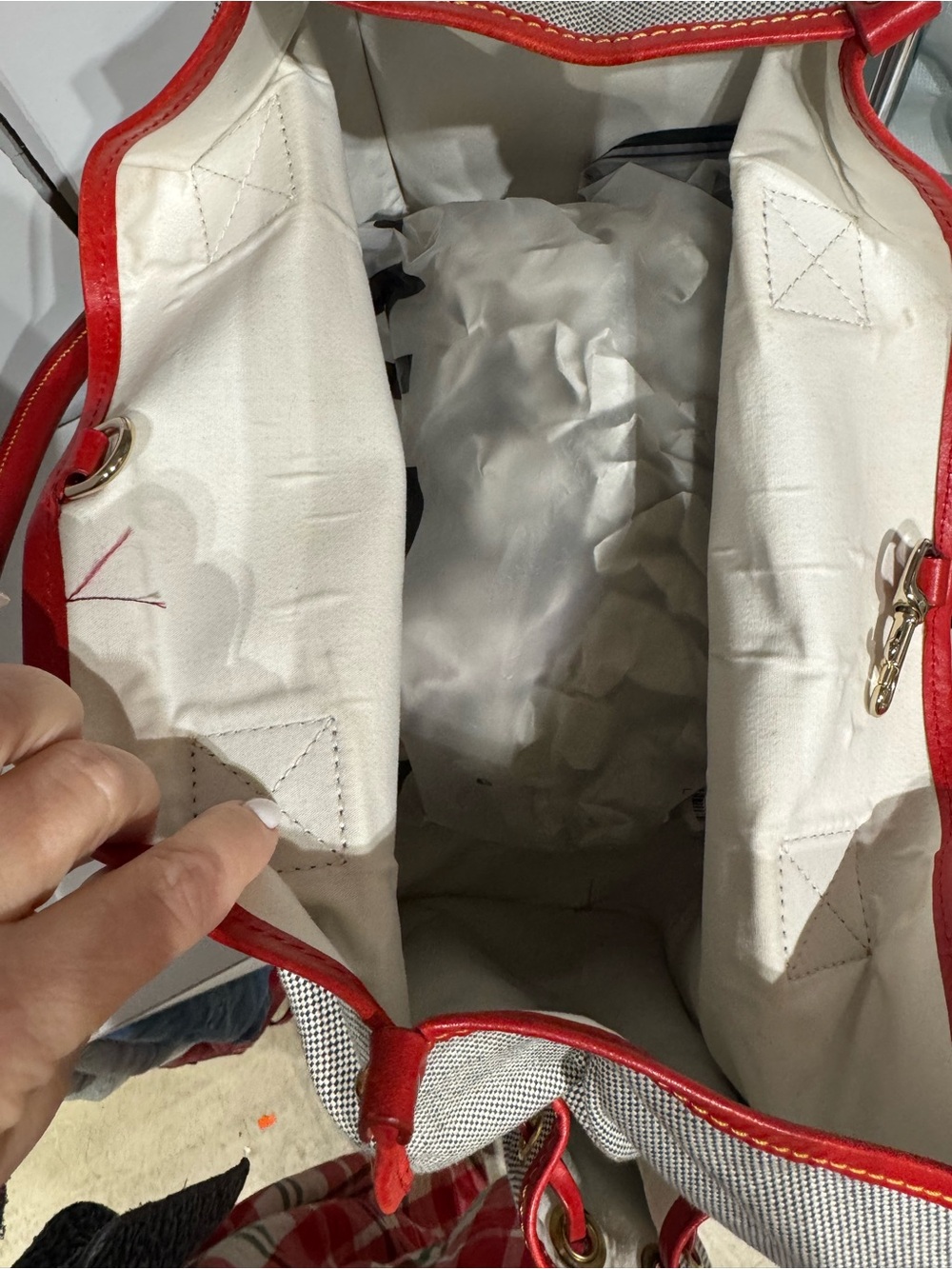 Dooney & Bourke Red-Trim Canvas DB Logo Tote - Picture 3 of 3